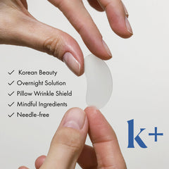 KPLUS patch applied to smile line demonstrating wrinkle protection