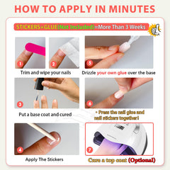 KQueenest nails being applied with glue showing precise placement and secure hold