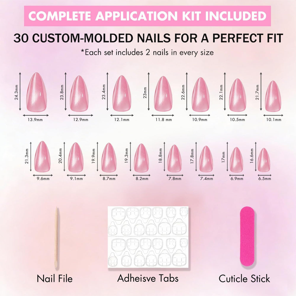KQueenest applying adhesive tab to nail demonstrating quick five-minute application benefit