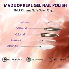 KQueenest nails worn at a party, demonstrating glossy chrome impact and photo-ready shine