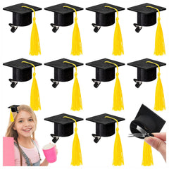 KQYSLXG front view of ten mini graduation cap clips, ready for events