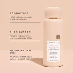 Kristin Ess conditioner texture swirl demonstrating lightweight creamy hydration