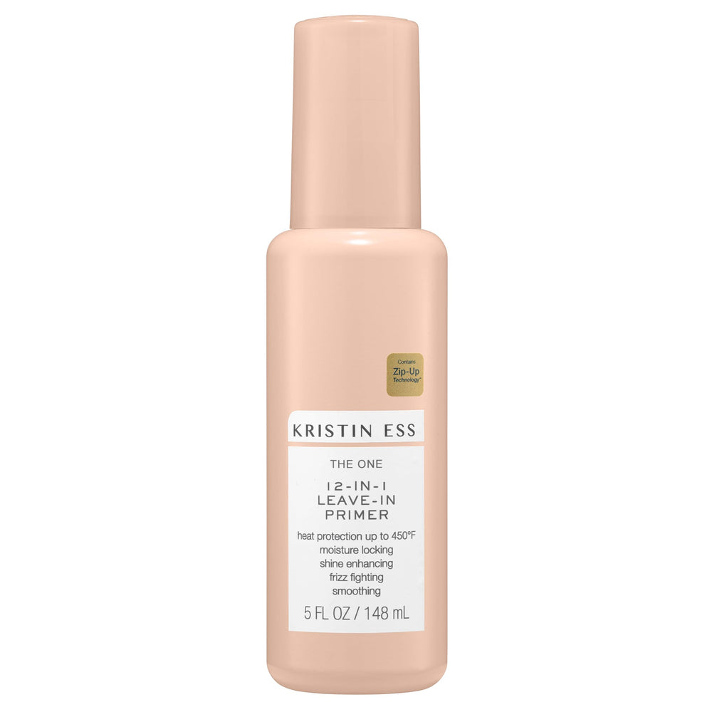 Kristin Ess front packaging spray showing bottle and label benefits