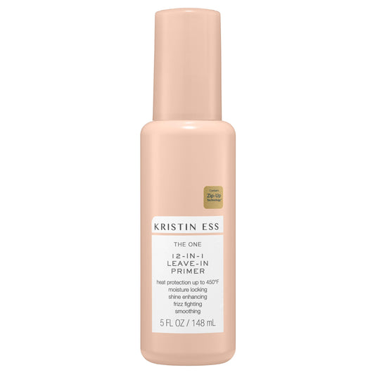 Kristin Ess front packaging spray showing bottle and label benefits