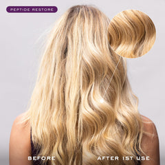 Kristin Ess before-and-after ends illustrating improved smoothness and strength benefit