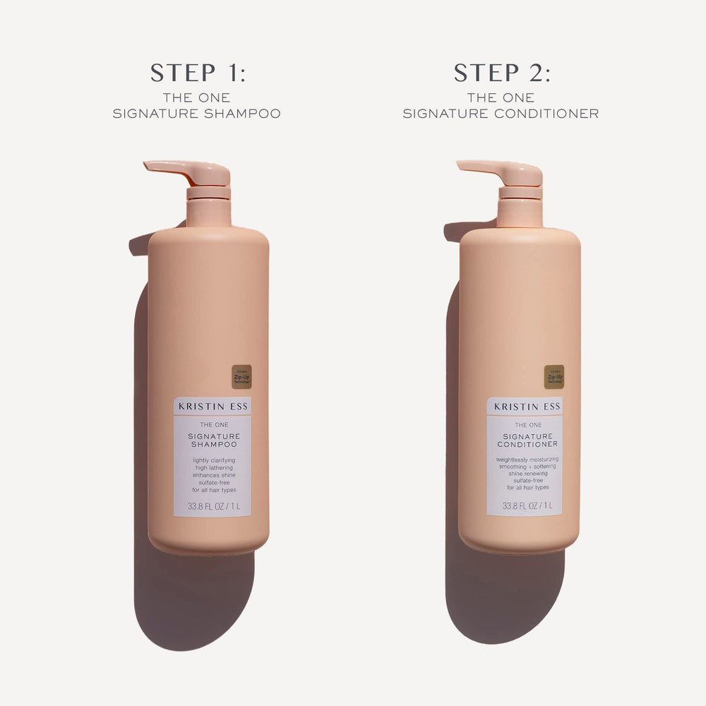 Kristin Ess shampoo texture swatch highlighting gentle cleansing and lather