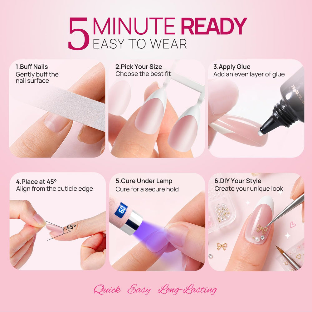 krofaue decorated tips with rhinestones and polish showing customization options
