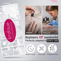 krofaue hand wearing tips for size comparison showing natural fit benefit true-to-size selection