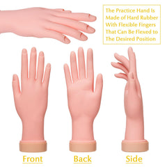 krofaue practice hand fitted with false tips demonstrating secure tip placement benefit