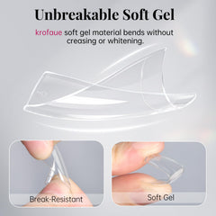 krofaue styled French manicure using tips showing clean smile line benefit salon-quality look