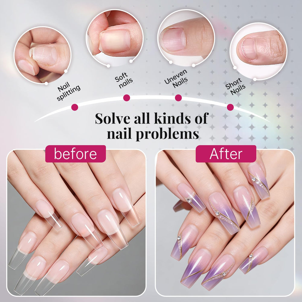 krofaue hand applying press-on nails for quick DIY manicure