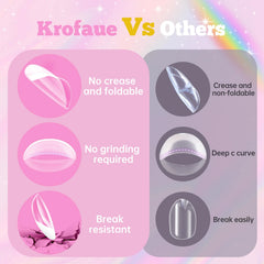 krofaue styled French-tip nails on hands in a lifestyle setting for photo-ready look