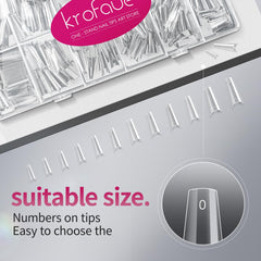 krofaue trimmed and filed coffin-shaped tip demonstrating customizable shape