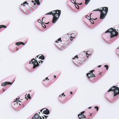 KRTBKR close-up of black cat motif and glitter showing precise printed details