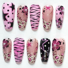 KRTBKR front packaging showing 30-piece coffin press-on nails for instant salon look