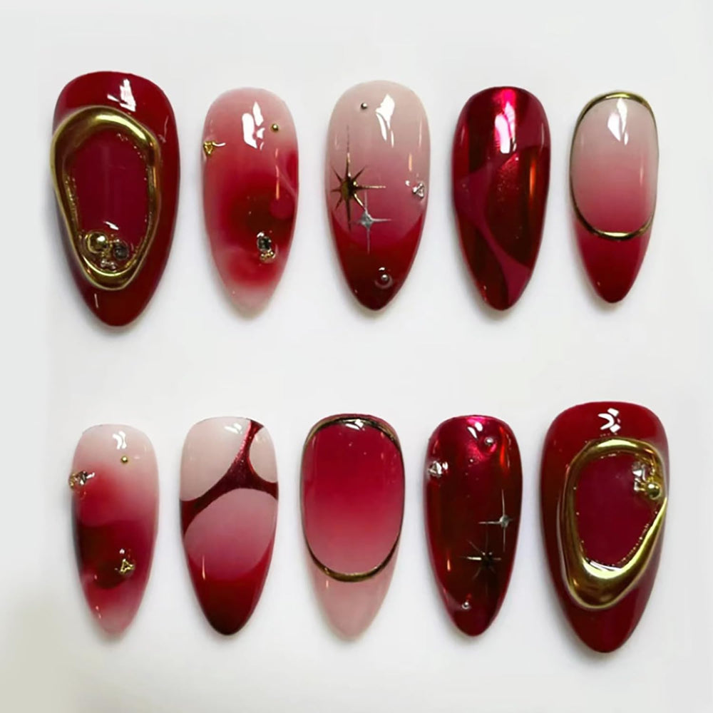 KRTBKR front packaging showing ombré red nails and glitter for instant glam