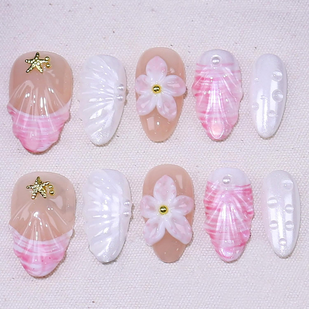 KRTBKR front packaging showing all 10 summer press-on nails and design benefit
