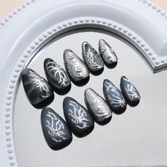 KRTBKR nails applied on hand full cover showing instant dramatic look for events