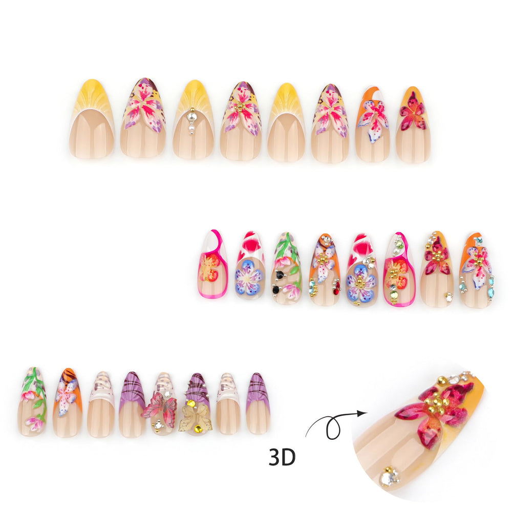KRTBKR lifestyle shot of woman wearing almond press-on nails for instant polished look