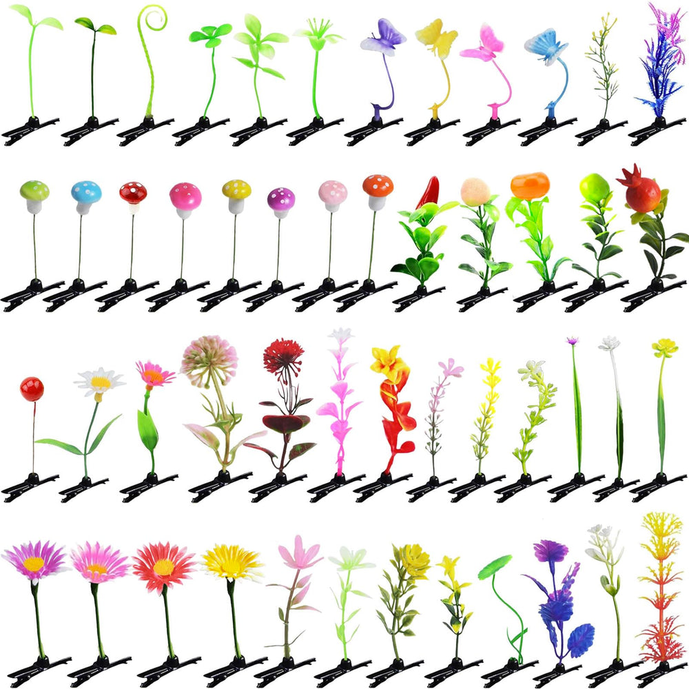 Kurilai front packaging showing 50-piece assorted plant hair clips for easy styling