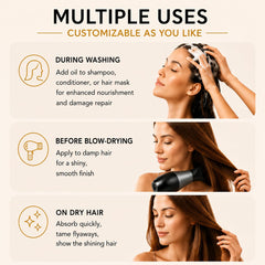 Kurula being applied to damp hair mid-lengths to lock in moisture and shine