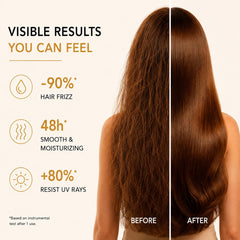 Kurula smoothed over dry ends to tame frizz and add glossy finish