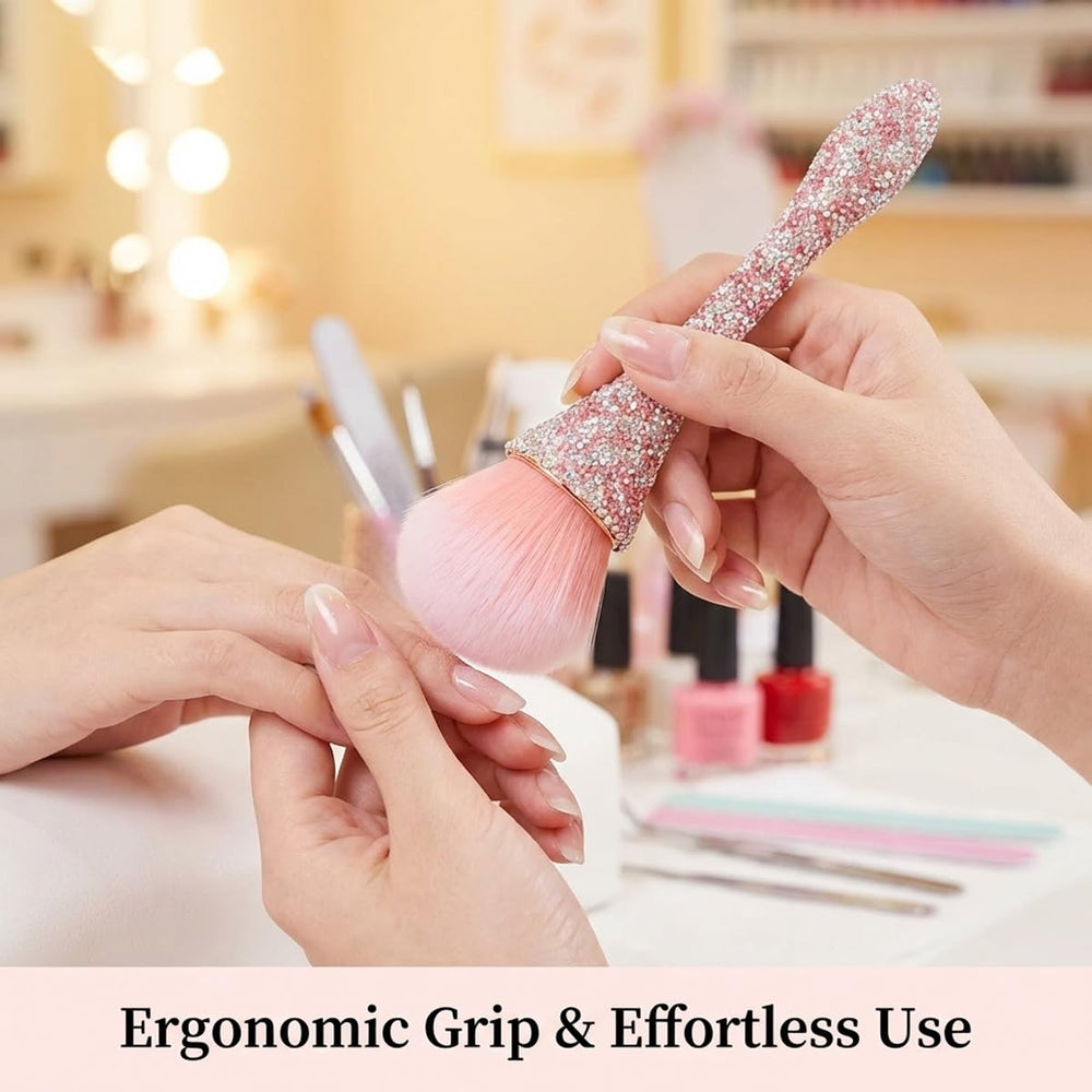 KuuGuu brush in use removing nail dust for cleaner manicure