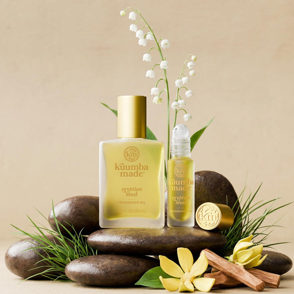 Kuumba Made label and ingredients closeup showing vegan, cruelty-free formulation details