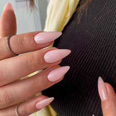 KXAMELIE close-up of almond tip texture highlighting handmade gel depth