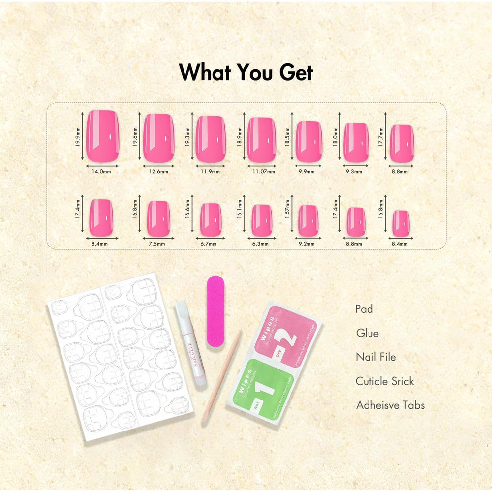 KXAMELIE nail sizes spread showing assortment for a tailored fit