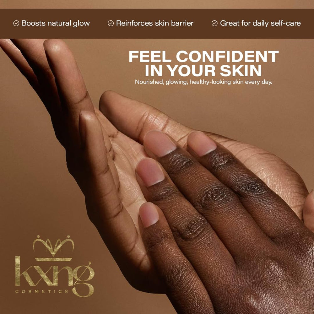 KXNG Cosmetics jar on bathroom shelf in lifestyle scene suggesting daily routine enhancement