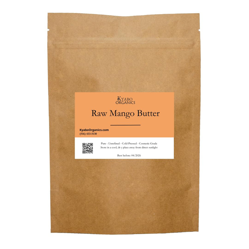 Kyabo mango butter front container showing bulk packaging and ingredient clarity