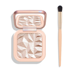 KYDA palette front view showing three rose gold shades and compact mirror benefit portable glow