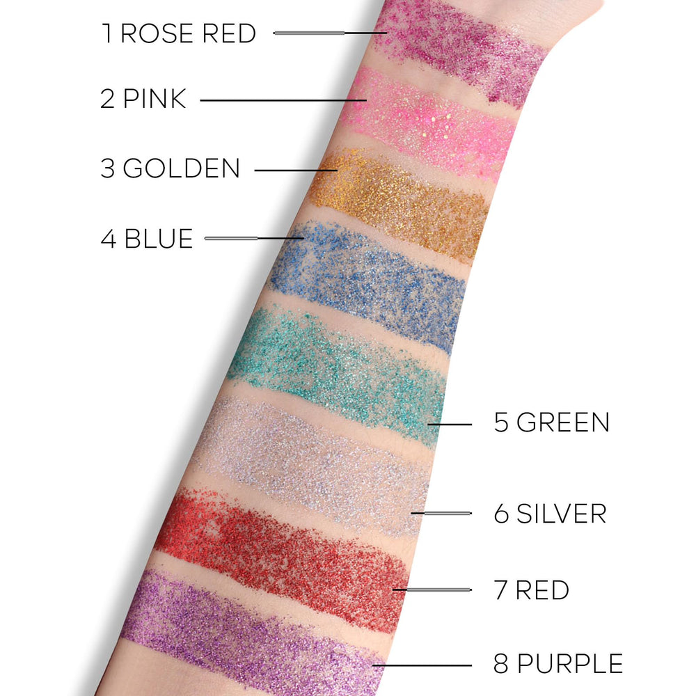 KYDA glitter stick label and packaging with product name and usage info