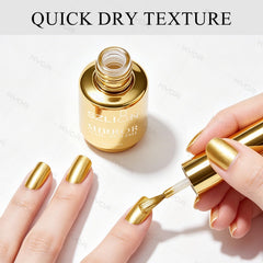 KYDA polish applied on fingernail showcasing instant metallic manicure
