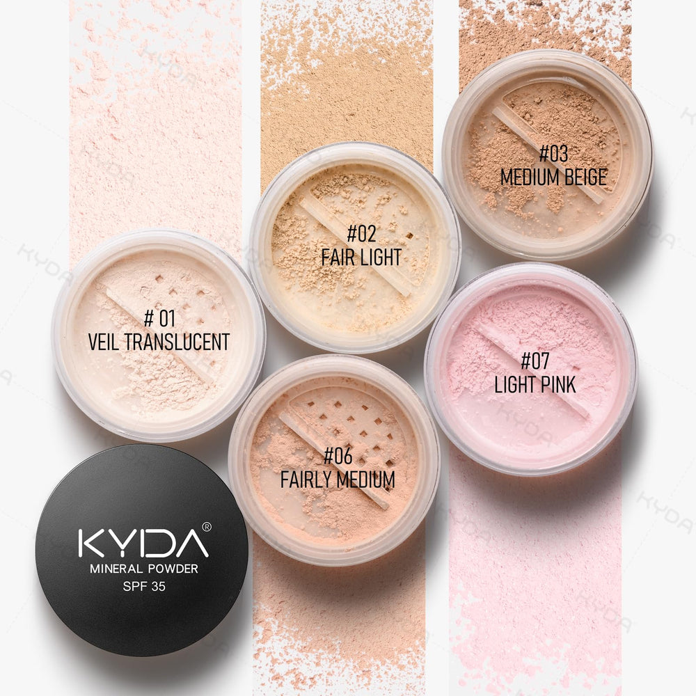 KYDA powder, mirror, and bag in lifestyle scene for on-the-go touch-ups
