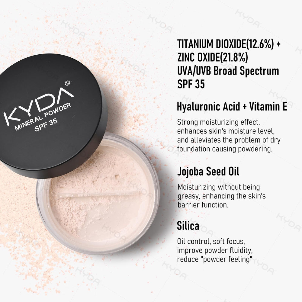 KYDA ingredient label closeup highlighting mineral SPF and safe formulation benefit