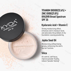 KYDA ingredient label closeup highlighting mineral SPF and safe formulation benefit