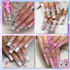 KYLELOVE charms applied on acrylic nail demonstrating finished look and style