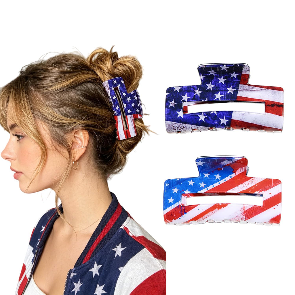 KZBTRBT front view of both patriotic clips showing bold colors and secure hold