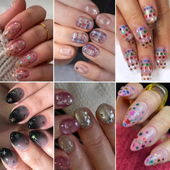 KZBTRBT stars applied on nail tip demonstrating instant sparkle accent benefit