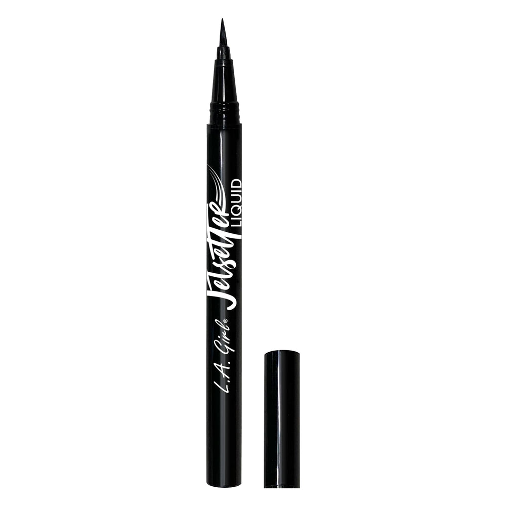 L.A. Girl single sweep of liner on skin showing intense matte black