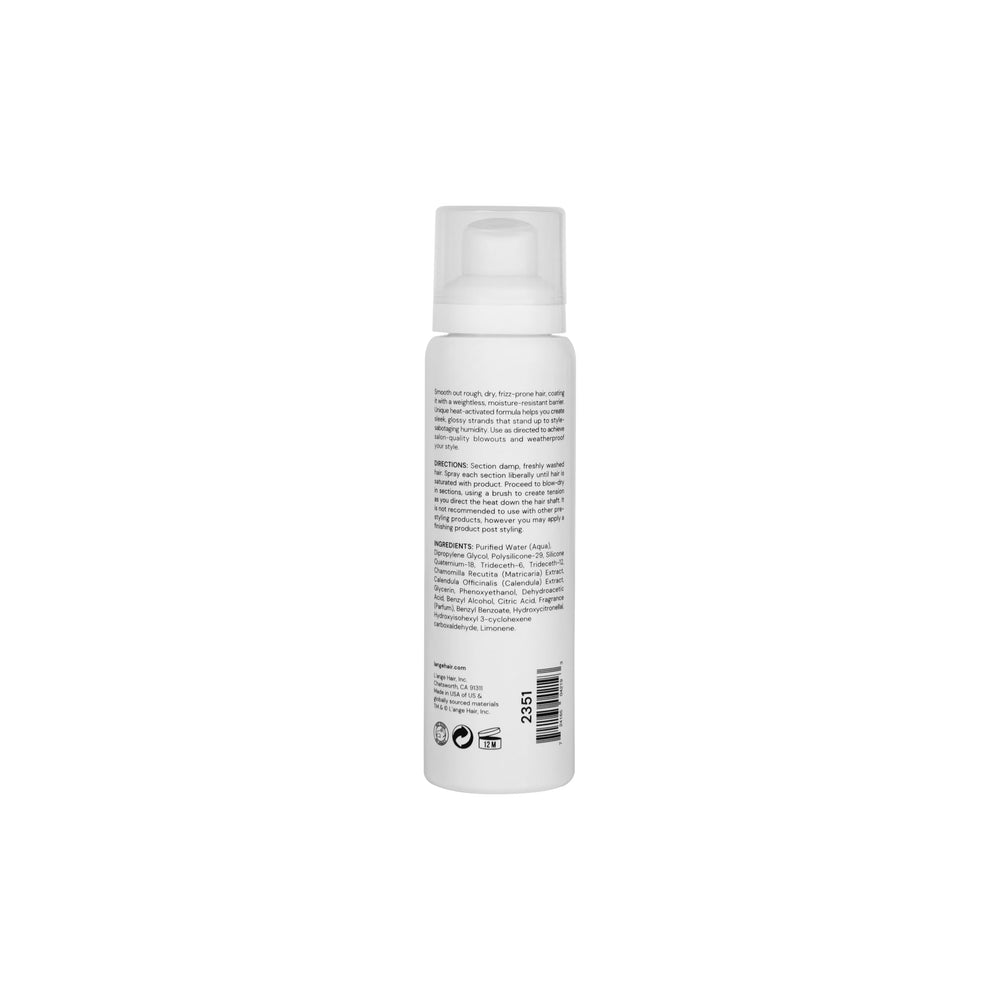 L'ANGE HAIR label closeup highlighting product name and usage benefits
