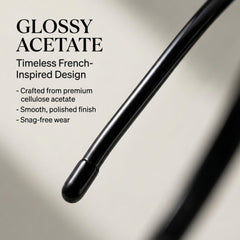 L. Erickson close-up of glossy acetate texture with polished aesthetic benefit