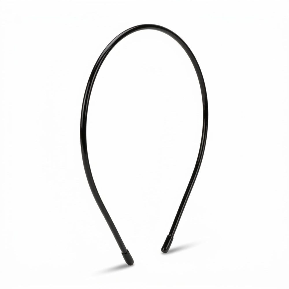 L. Erickson front view of black twiggy headband shows sleek hold and chic finish