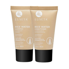 L LUSETA front packaging rice water set shows compact bottles and benefits
