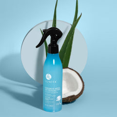 L LUSETA bottle on bathroom vanity illustrating daily styling routine