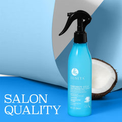 L LUSETA hair being straightened after spray for safer styling