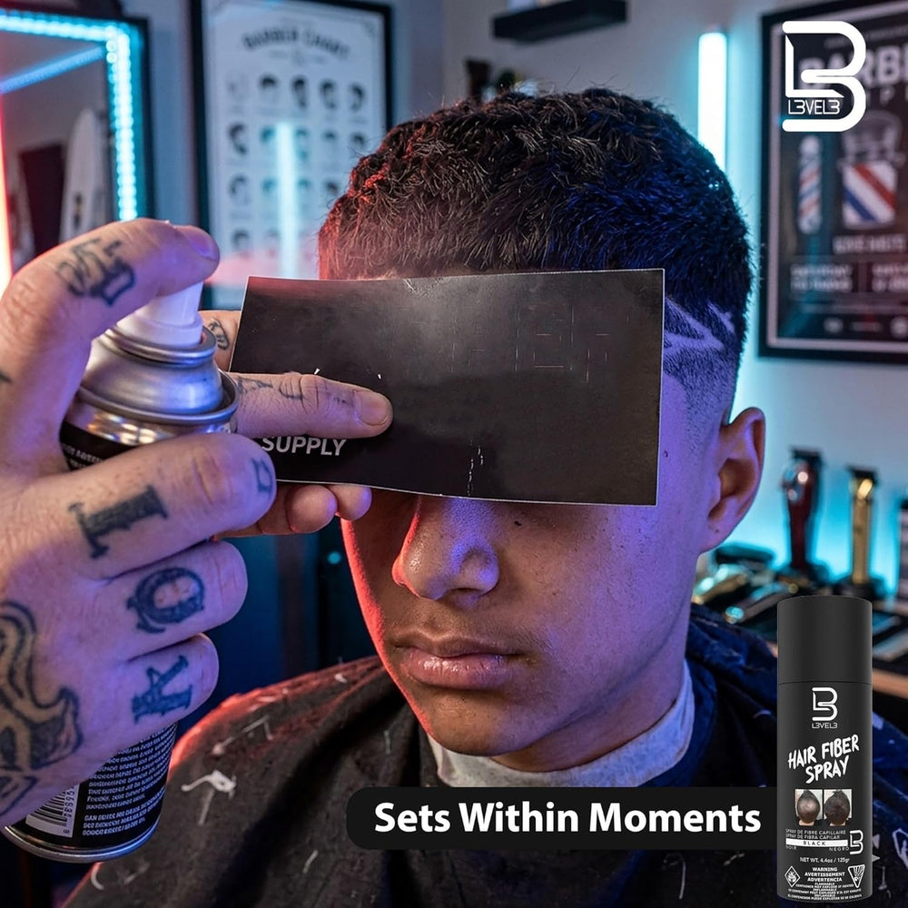 L3 Level 3 being sprayed on scalp to conceal thinning hair effectively