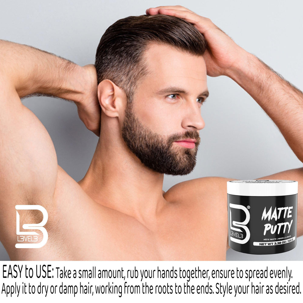 Short hairstyle finished with L3 putty showing natural matte texture